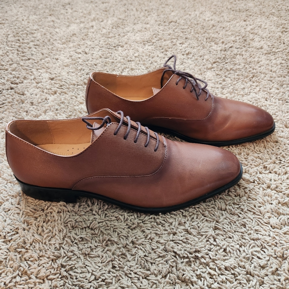 Express Mens Genuine Leather Brown Dress Shoes Size 10.5